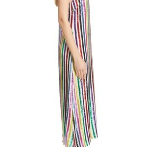 caroline constas rainbow sequin midi dress